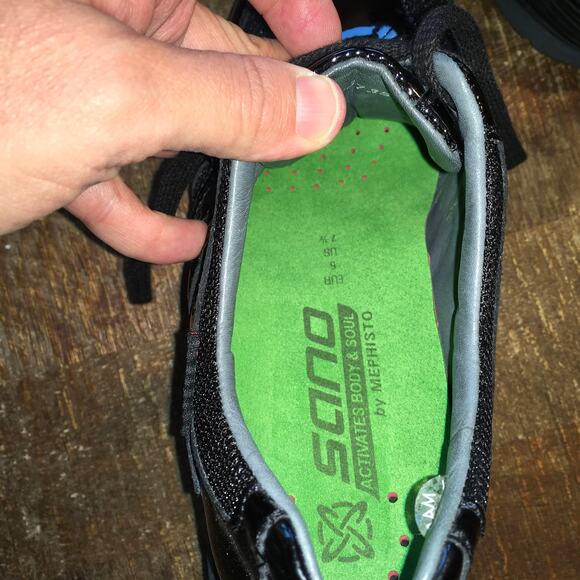 Sano by Mephisto Escape Black Patent Lace Up Sneaker Walking Shoe Womens 7.5 - Picture 10 of 12